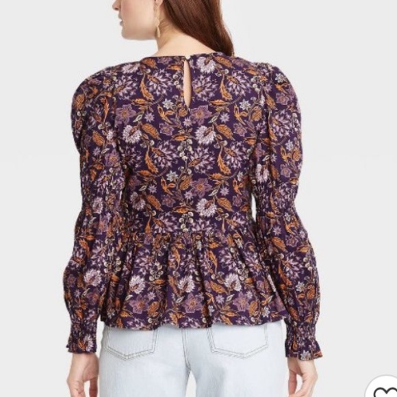 Universal Thread Women's Puff Long Sleeve Smocked Blouse - Picture 2 of 14